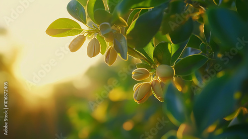 Sunlit whispers from a thriving pistacho orchard paint a picture of nature’s abundant grace, where every branch reaches out to the light, nurturing the promise of a fruitful harvest beneath golden ski