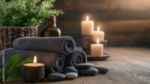 Tranquil scene of spa amenities