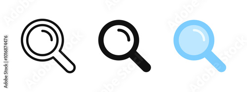 Search icon. Magnifying glass vector illustration. Explore and discover symbol. Zoom and enlarge sign. Magnifier pictogram. Research tool concept.