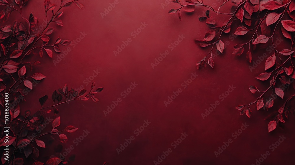 Minimal deep maroon background featuring a delicate vine pattern. Minimal deep maroon background featuring a delicate vine pattern.