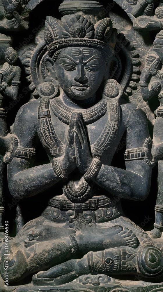 Serene Stone Sculpture of a Deity from Ancient India Serene Stone Sculpture of a Deity from Ancient India