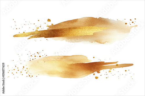 Set of elegant watercolor designs with gold accents for modern branding
