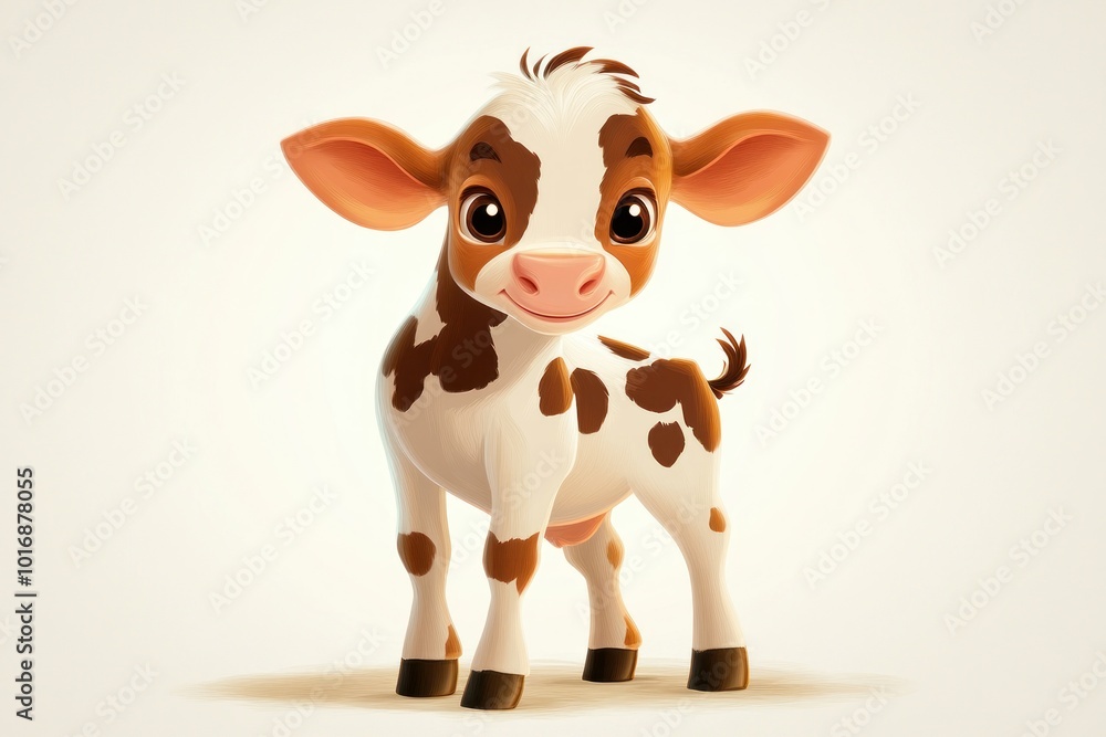 Charming Cartoon Calf with Expressive Features Charming Cartoon Calf with Expressive Features