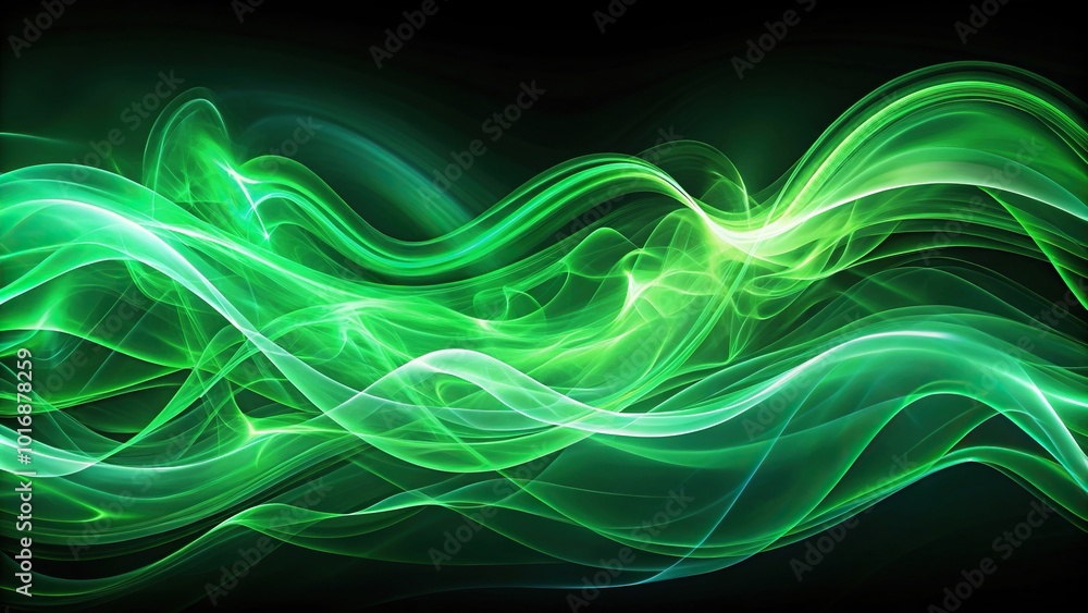 Fototapeta premium abstract green neon smokey waves and curves background