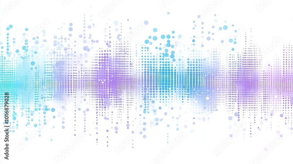 Abstract digital art with blue and purple dots and squares Abstract digital art with blue and purple dots and squares