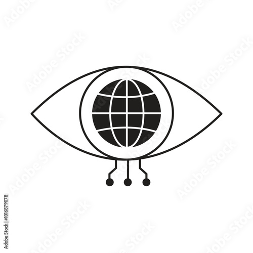 Global AI Eye for Smart Visual Recognition Vector Icon Design, visual systems, object detection, digital vision