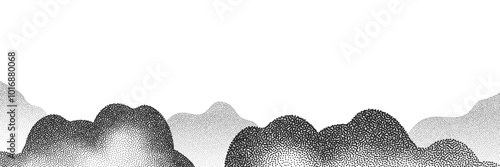 A wave of black dots with a sandy texture. An abstract, grainy background featuring a noisy gradient pattern.