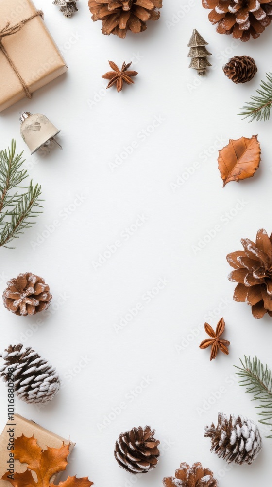 Winter Wonderland Border with Pine Cones and Snow. Winter Wonderland Border with Pine Cones and Snow.