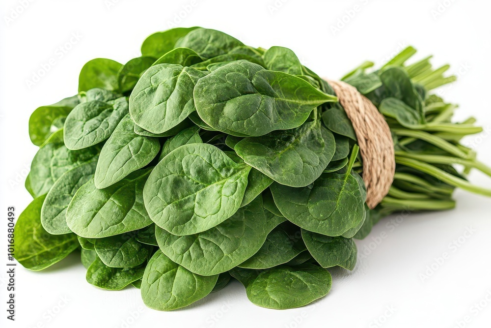 fresh bundle of spinach isolated on white showcasing rich green tones and vibrant freshness ideal for culinary presentations and healthy eating themes emphasizing natural produce fresh bundle of spinach isolated on white showcasing rich green tones and vibrant freshness ideal for culinary presentations and healthy eating themes emphasizing natural produce