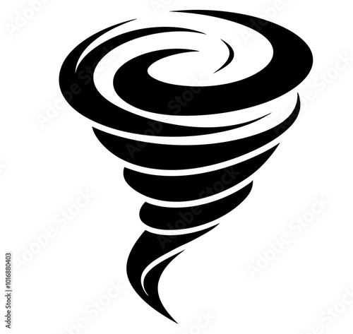 Vector illustration of a stylized tornado spiral pattern with a dynamic and fluid appearance. Weather and speed cyclones, typhoons, and hurricane outlines and icons.