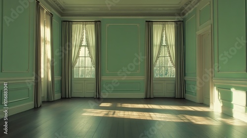 Wallpaper Mural Empty Green Room with Sunlight Streaming Through Windows Torontodigital.ca