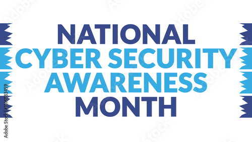 National Cyber Security Awareness Month text with side lines on a White background. Which is observed every year in October to celebrate and wish Cyber Security Awareness Month.