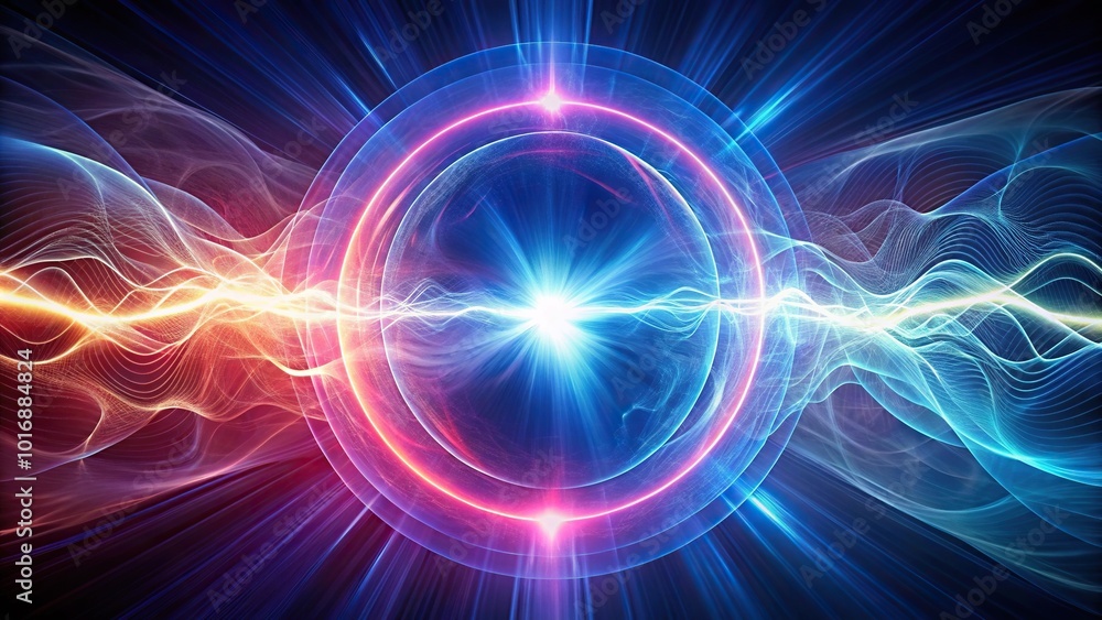 Obraz premium Abstract glowing energy background with forced perspective