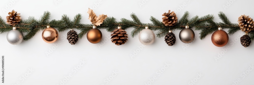 Christmas Decorations with Pine Cones and Ornaments. Christmas Decorations with Pine Cones and Ornaments.