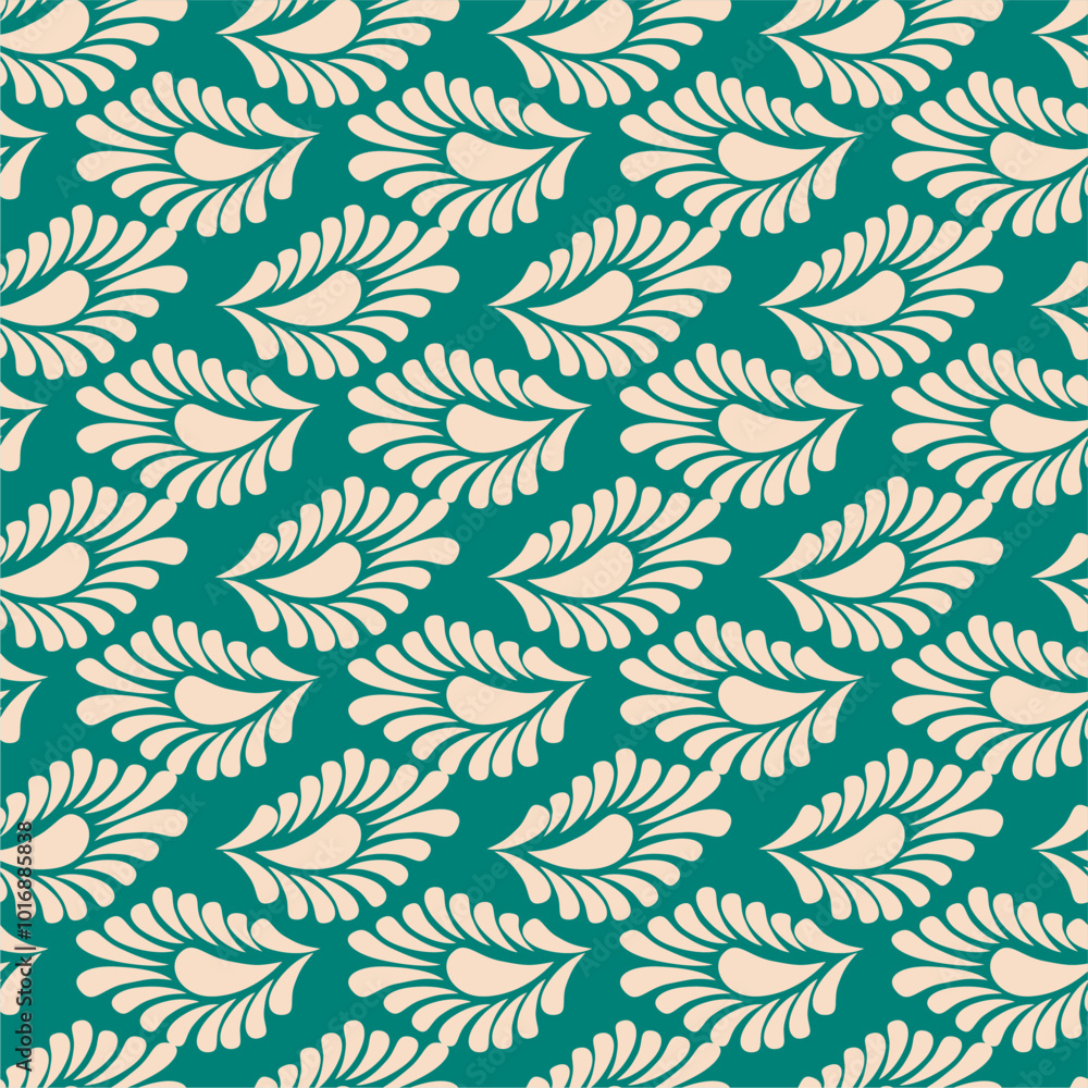 Fototapeta premium Seamless vector pattern print wallpaper background with paisley ornament ethnic art decor design
