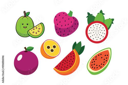 set of fruits and berries
