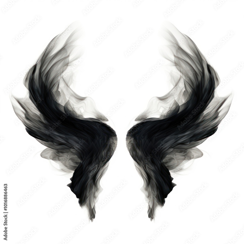 Black smoke wing white background. Black smoke wing white background.