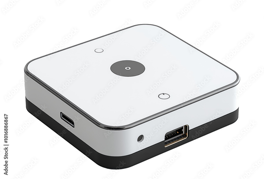 Compact home automation hub designed for efficient smart home control. Generative AI Compact home automation hub designed for efficient smart home control. Generative AI