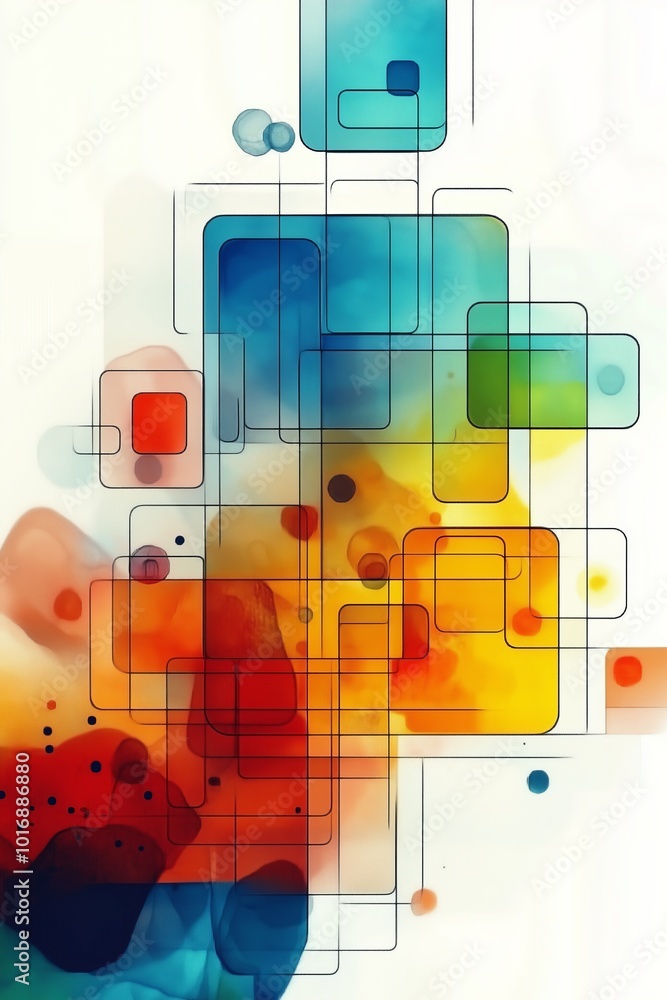 Abstract art featuring colorful geometric shapes and soft gradients in blue, orange, and green. Abstract art featuring colorful geometric shapes and soft gradients in blue, orange, and green.