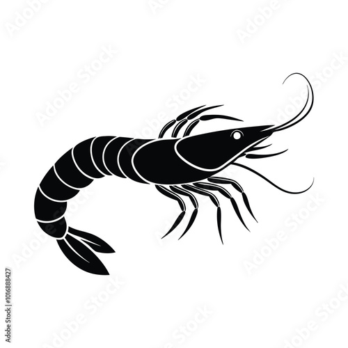 Shrimp silhouette sea animal  Vector sketch illustration photo