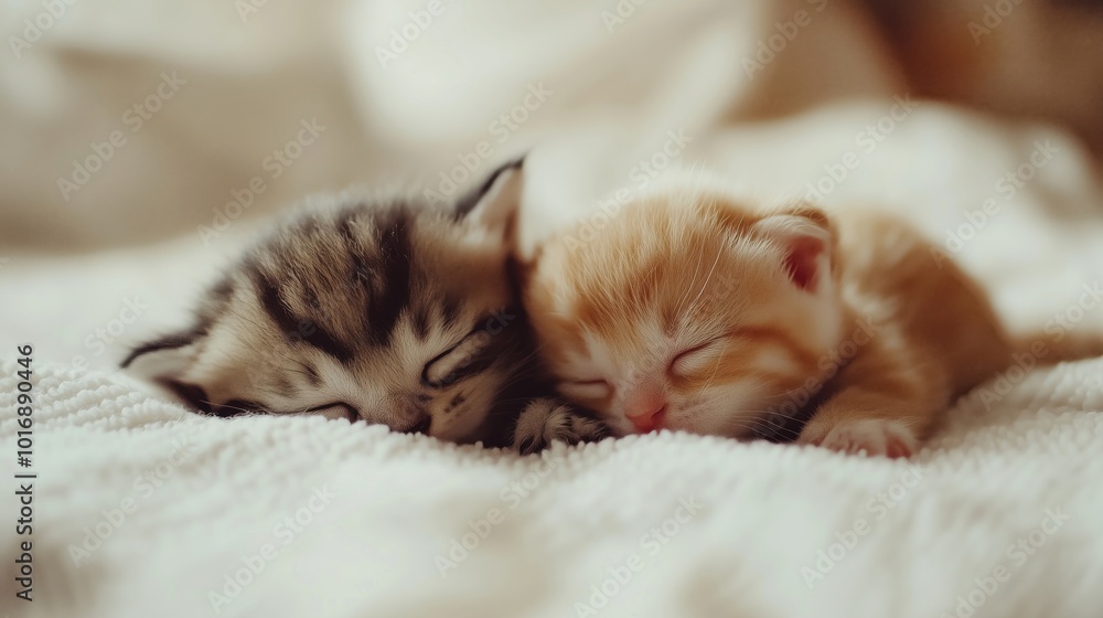 Sleeping kittens, adorable tabby and ginger furballs Sleeping kittens, adorable tabby and ginger furballs