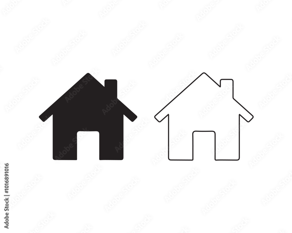Home icon with thin line on white background Home icon with thin line on white background