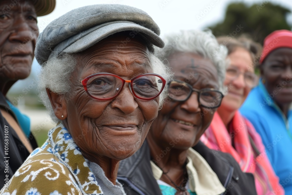 Portrait of an elderly African woman with glasses and a hat. Portrait of an elderly African woman with glasses and a hat.