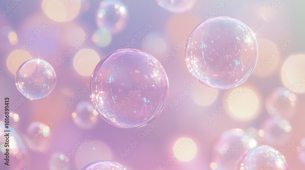Bubbles floating in soft pastel background with sparkles Bubbles floating in soft pastel background with sparkles