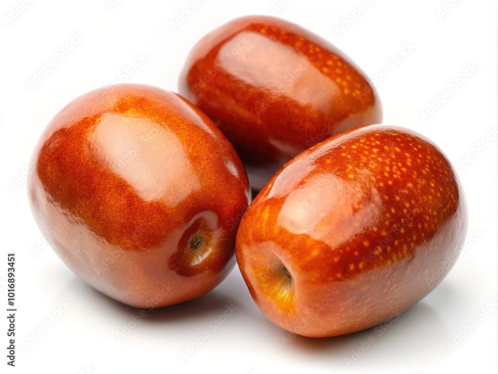 Fototapeta premium Fresh Jujubes on a Solid White Background