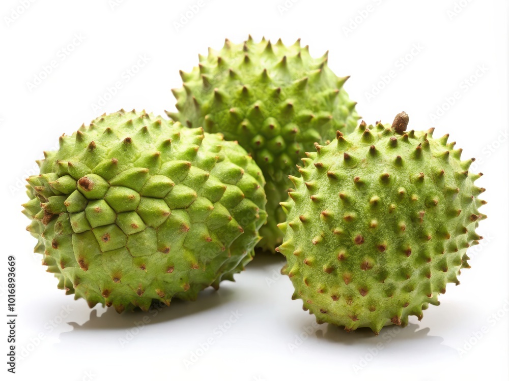 Fresh Whole Soursops on Solid White Background Fresh Whole Soursops on Solid White Background