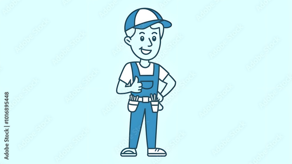Happy Handyman Giving Thumbs Up Illustration Happy Handyman Giving Thumbs Up Illustration