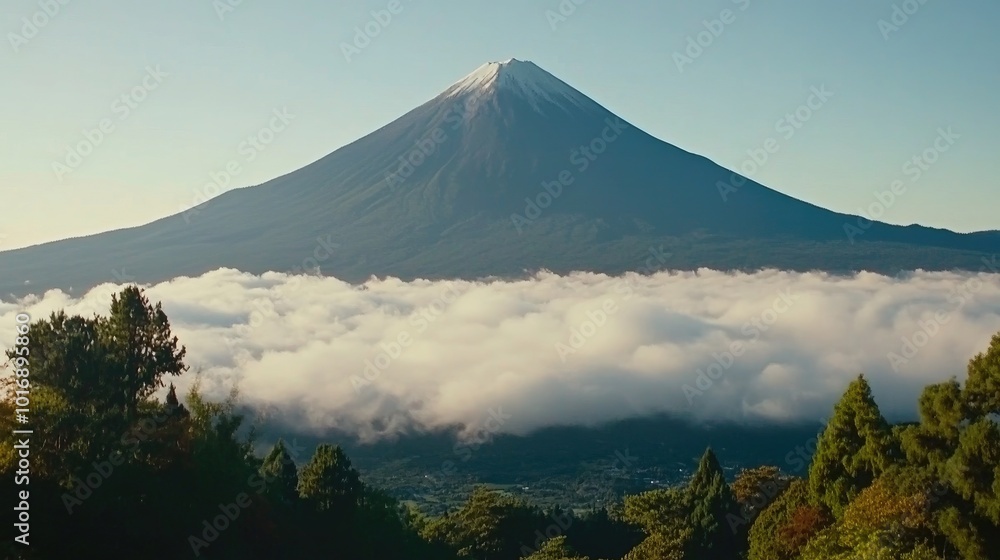 Majestic Mt. Fuji Above the Clouds at Sunrise Majestic Mt. Fuji Above the Clouds at Sunrise