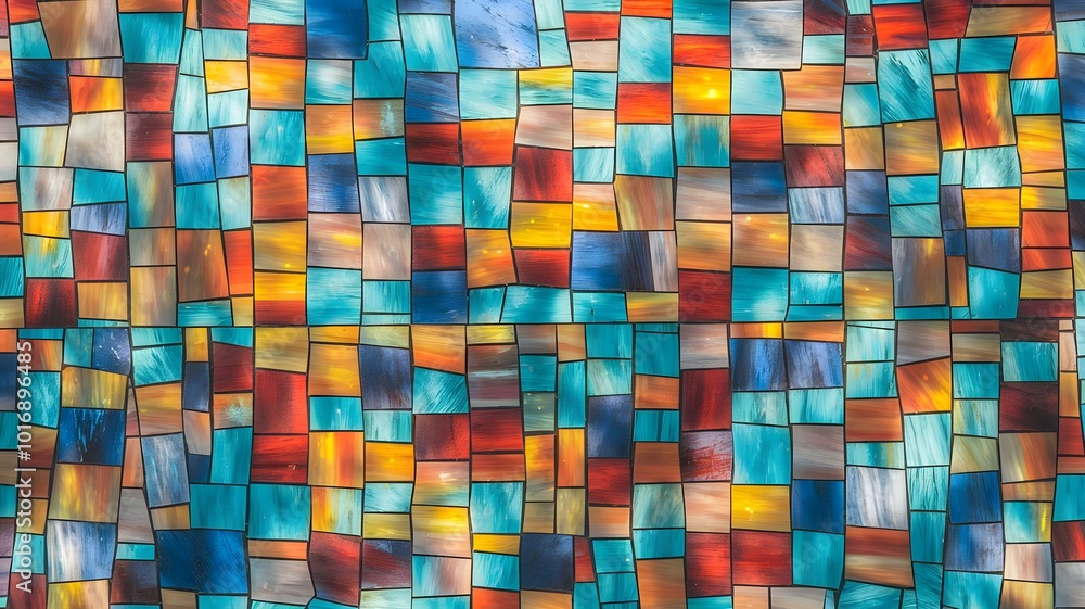Fototapeta premium Abstract Stained Glass Mosaic Pattern Colorful Geometric Background