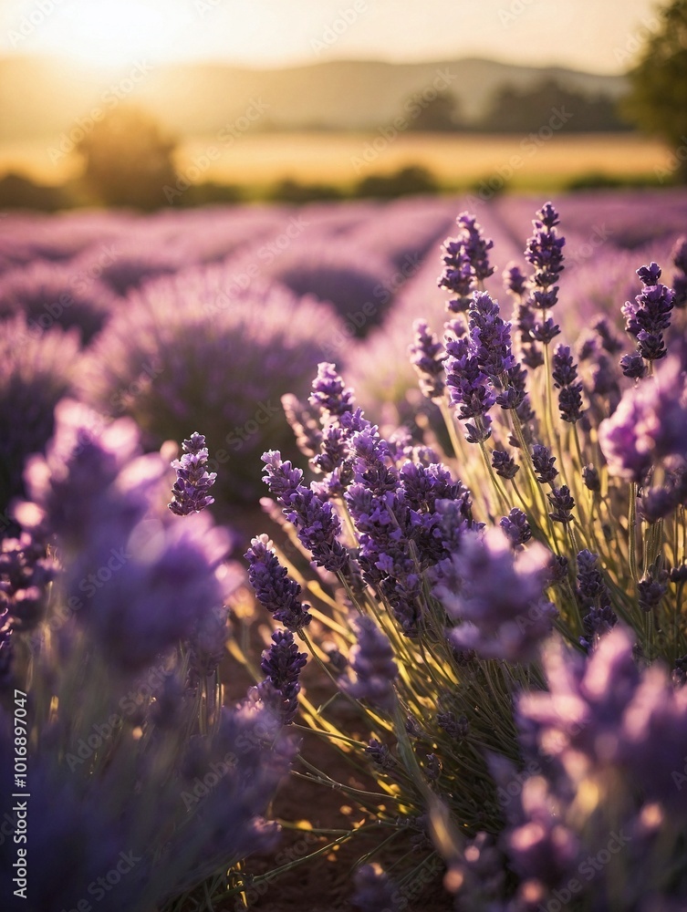 Obraz premium lavender field at sunset