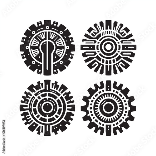 Gears silhouette on white background
