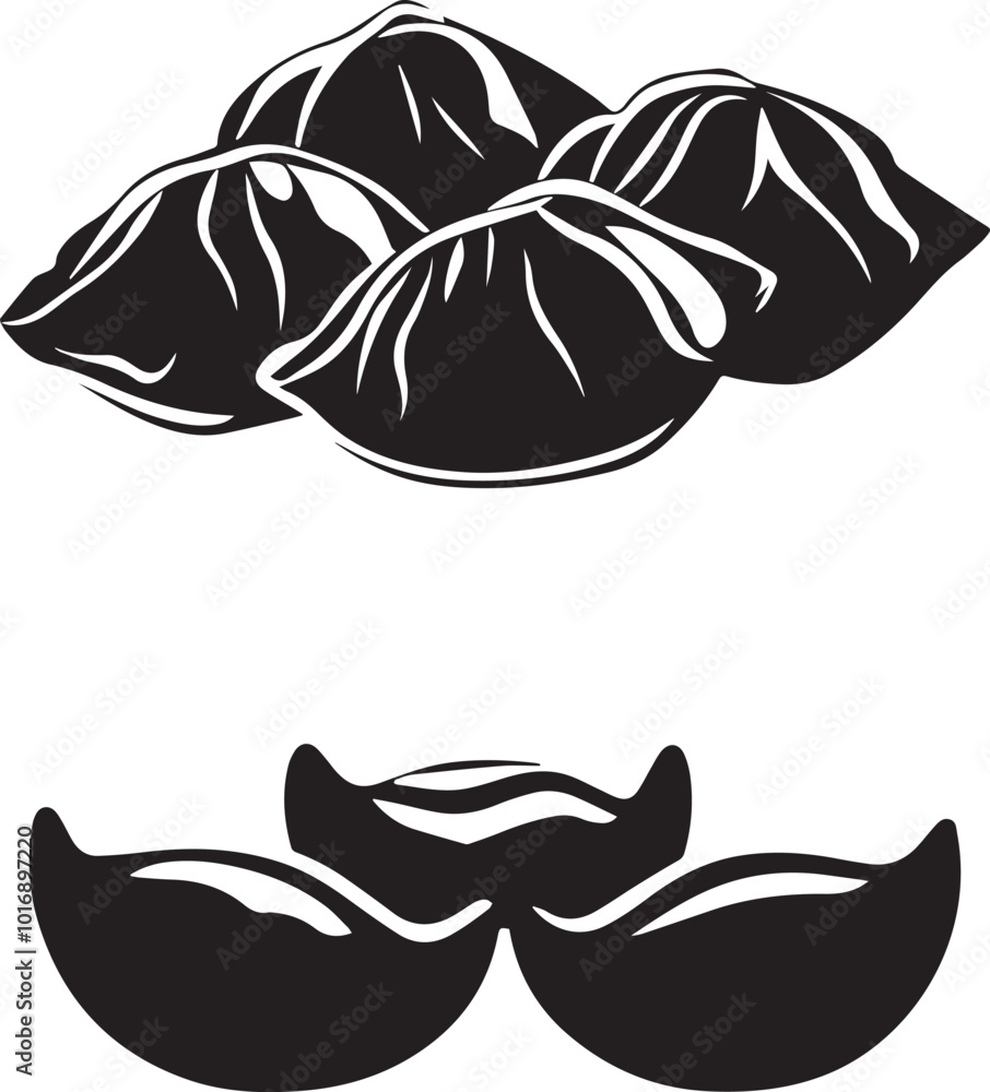Fast food dumpling vector black silhouette Fast food dumpling vector black silhouette