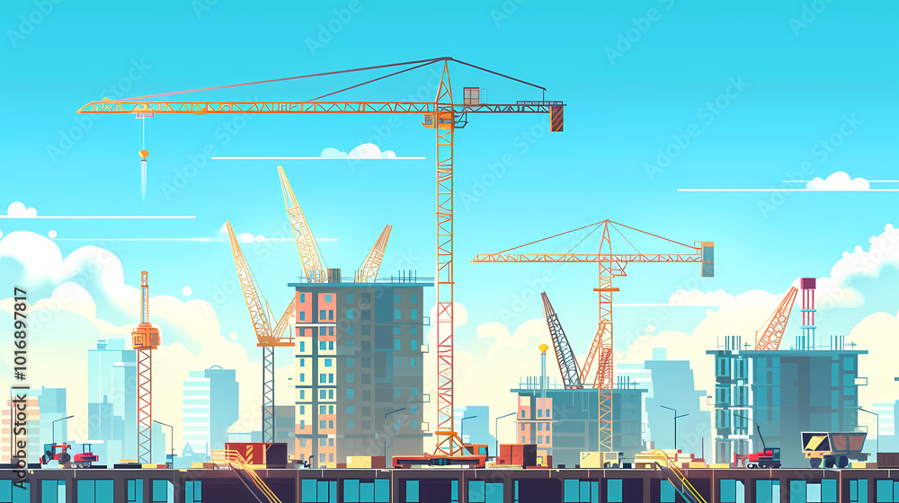 construction site with crane and building generated AI construction site with crane and building generated AI
