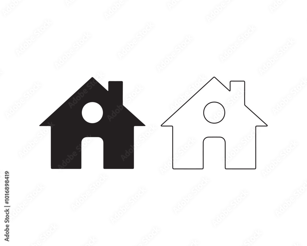 Home icon with thin line on white background Home icon with thin line on white background