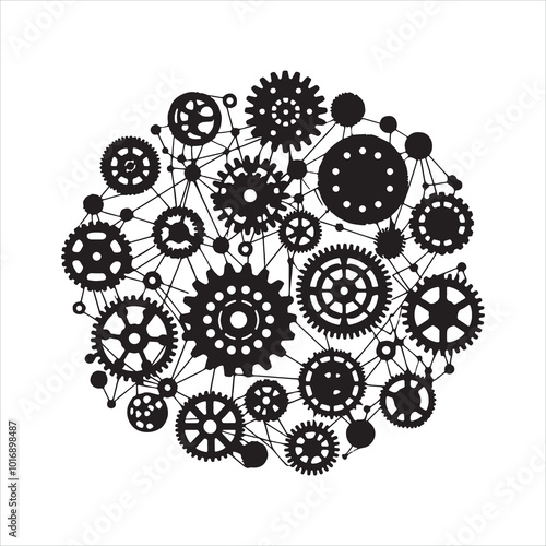 Gears silhouette on white background

