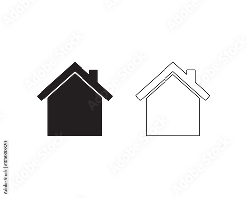 Home icon with thin line on white background