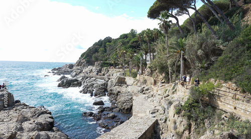 View of the sea coast in Lloret de Mar, Costa Brava, Catalonia, Spain. photo