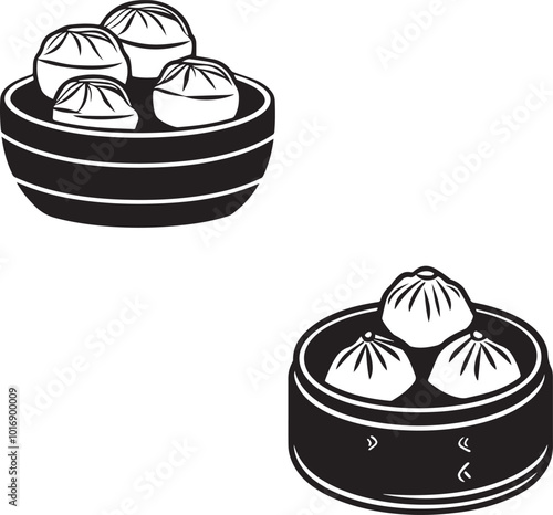 Fast food dim sum silhouette vector 