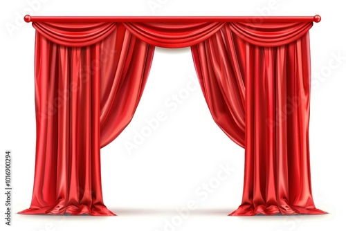 Vector illustration of top Red curtains stage furniture texture.