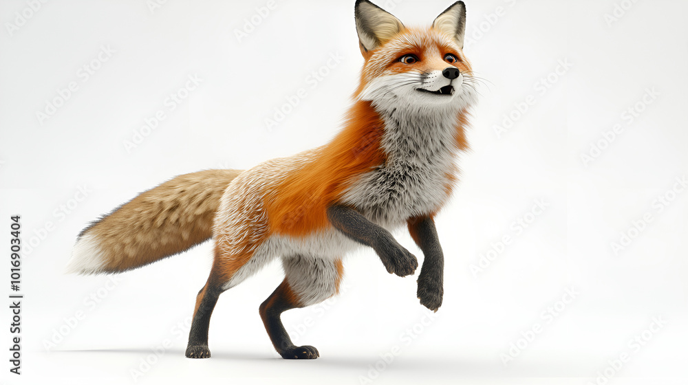 Obraz premium Realistic Fox Leaping with Full Motion Blur Effect in a Natural Setting