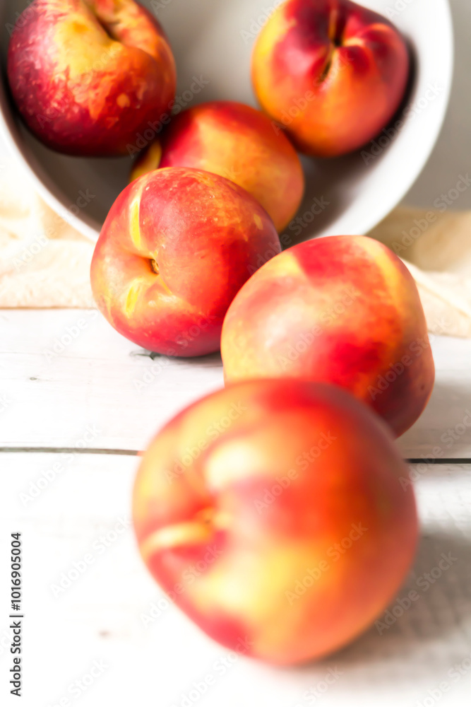 ripe nectarines. on a wooden table. fruits ripe nectarines. on a wooden table. fruits