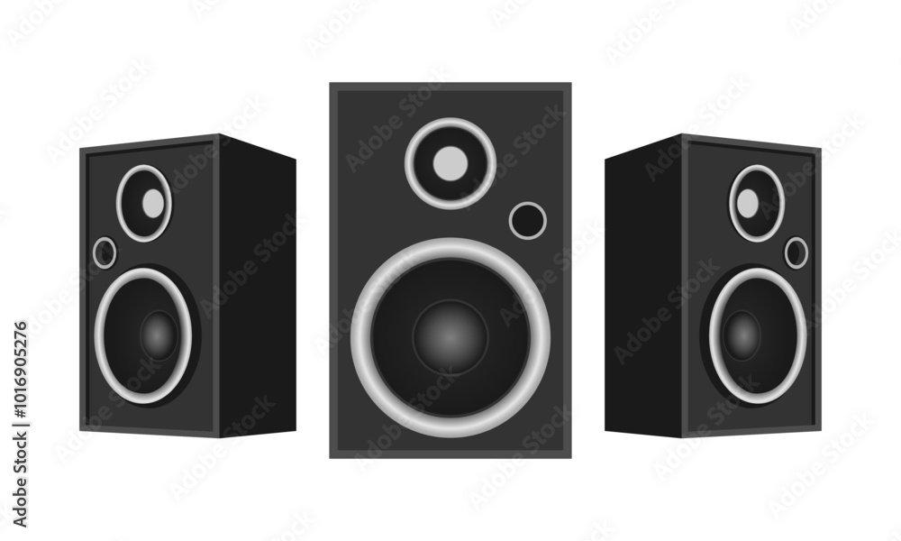 sound speaker bass boxes set vector illustration isolated on white background. sound speaker bass boxes set vector illustration isolated on white background.
