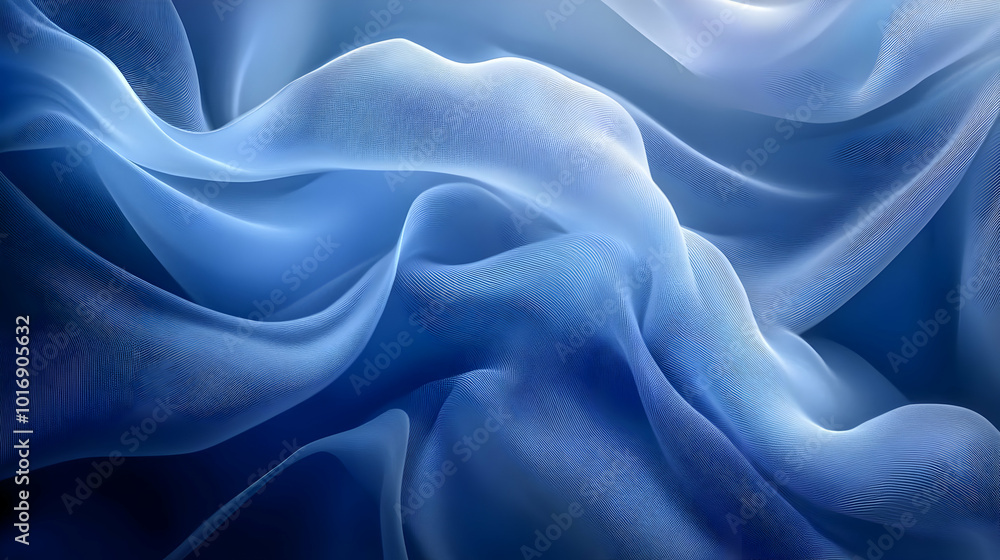 Obraz premium Abstract Blue Fabric Texture - Wavy Lines and Soft Curves