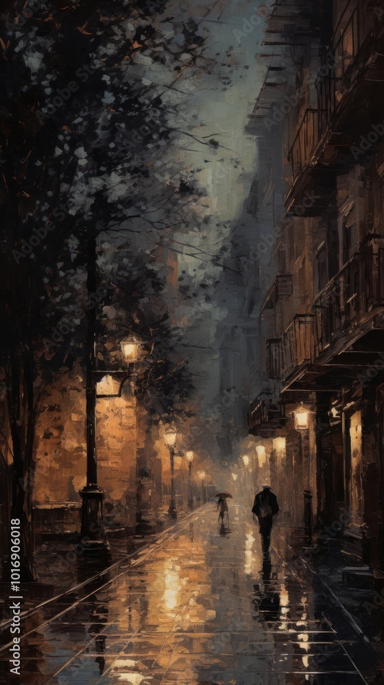 Fototapeta premium Vintage boulevard street painting alley city.