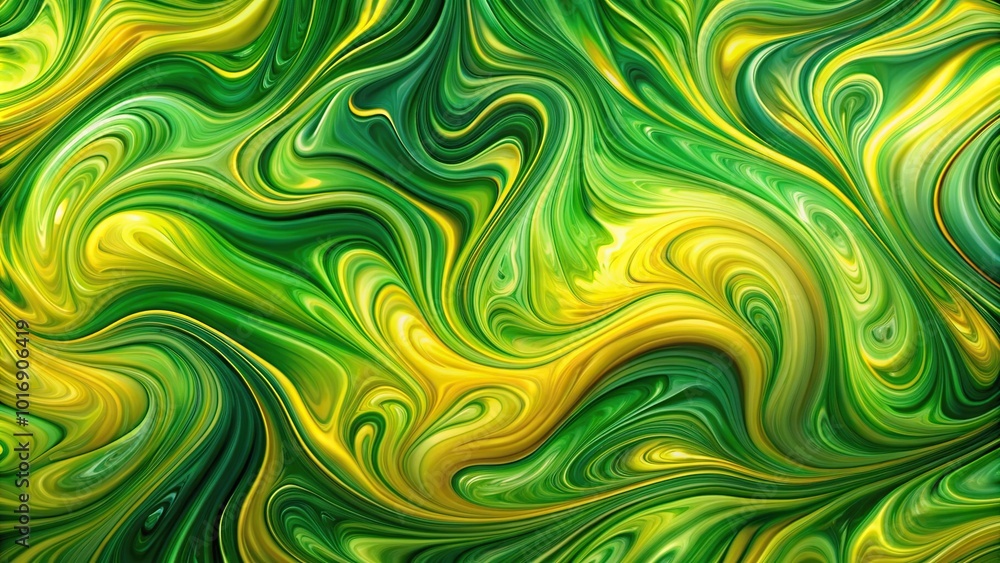 Fototapeta premium Abstract green and yellow liquid background with swirl texture
