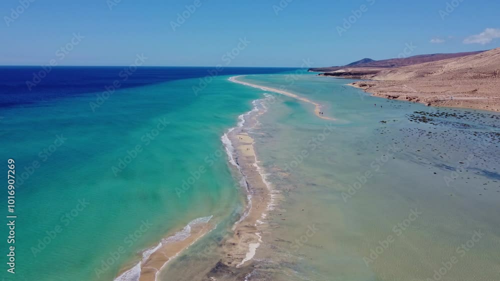 aerial view of the lagoon in sotavento, fuerteventura, spain aerial view of the lagoon in sotavento, fuerteventura, spain